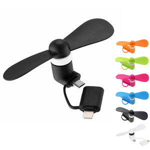 100pcs Mini Portable Cool USB Fan Mobile Phone Micro USB Gadget Tester for Android phone For iphone 5 5s 6 6s 7plus 8 X XR XS