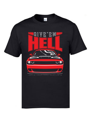 Classic Muscle Car Red T Shirts Men Tops & Tees Crewneck 100% Cotton Men T-shirts Birthday Tops & Tees Giveem Hell