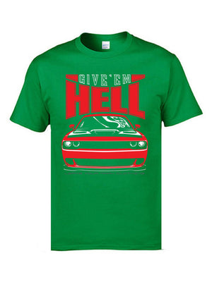 Classic Muscle Car Red T Shirts Men Tops & Tees Crewneck 100% Cotton Men T-shirts Birthday Tops & Tees Giveem Hell