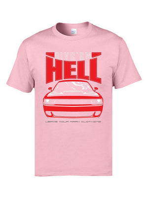 Classic Muscle Car Red T Shirts Men Tops & Tees Crewneck 100% Cotton Men T-shirts Birthday Tops & Tees Giveem Hell