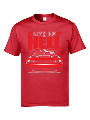 Classic Muscle Car Red T Shirts Men Tops & Tees Crewneck 100% Cotton Men T-shirts Birthday Tops & Tees Giveem Hell