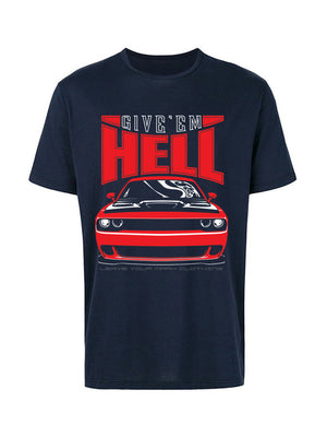 Classic Muscle Car Red T Shirts Men Tops & Tees Crewneck 100% Cotton Men T-shirts Birthday Tops & Tees Giveem Hell
