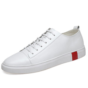 Men's genuine Leather Casual Shoes Sneakers 2019 Spring Autumn Flats Leisure fashion Solid White Black Dropshipping