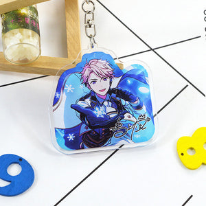 Game Ensemble Stars Valkyrie Mika Kagehira Syu Itsuki Key Holder Keychain Double Print Keyrings Portachiavi Pendant Llavero